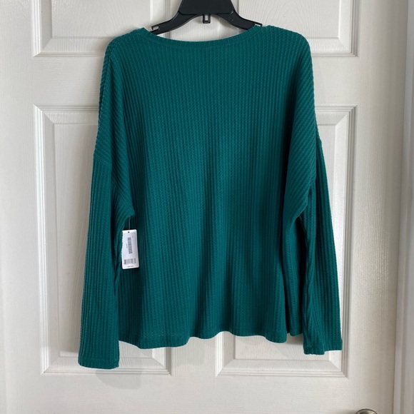 Honeydew Intimates Womens Lounge PJ Top Waffle Knit Dolman Sleeve Green Medium - Picture 7 of 7